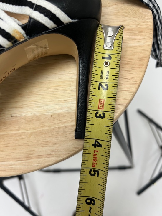 Gianni Bini Black and White Striped Gingham Polka Dots Strappy Heels Size 9 - Picture 14 of 14